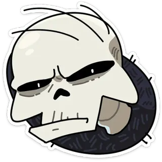😒 skull, head, face, character, cartoon telegram sticker