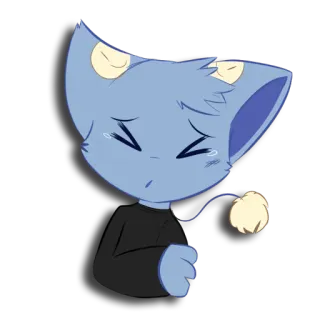 😣 고양이, 슬픈, 만화, 애니메이션, 파란색, 의인화 telegram sticker