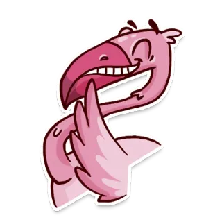 😏 flamingo, pássaro, desenho animado, animal, rosa, fofo telegram sticker