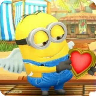 😊 Minion Despicable Me minion, despicable me, angel, heart, cute, love, wings, cartoon telegram sticker
