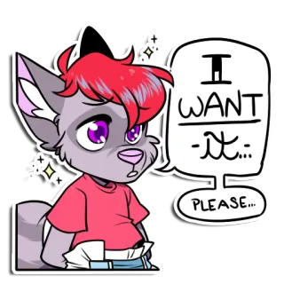 🙄 I WANT it... PLEASE... Furry, Anthro, Schattig, Verzoek, Bedelen, Cartoon, Wil whatsapp sticker