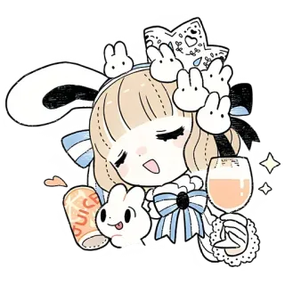 🥂 JUICE cute, bunny, kawaii, drink, juice, anime, girl telegram sticker