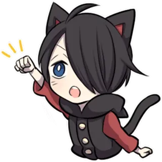 ✊ Anime, Katze, Chibi, Süß, Sticker, Cartoon telegram sticker
