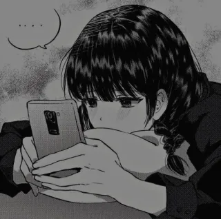 😭 .... Anime, Gadis, Telepon, Manga, Sedih, Lucu, Gambar telegram sticker