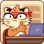 👍 mèo, máy tính, kính, ngón tay cái giơ lên, phim hoạt hình, văn phòng whatsapp sticker