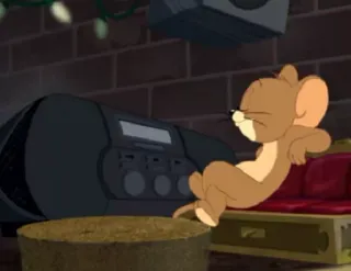 🎧 Jerry Tom and Jerry мышь, мультфильм, расслабляющий, музыка, бумбокс whatsapp sticker
