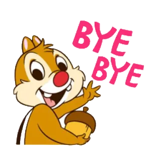 👋 Chip BYE BYE ardilla listada, dibujos animados, adiós, despedida, lindo, bellota telegram sticker