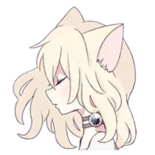 😔 garota gato, anime, kawaii, adesivo, desenho animado telegram sticker