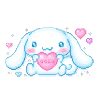 🥰 Cinnamoroll Occo Cinnamoroll, Sanrio, Каваий, Милый, Сердце, Пиксель Арт, Кролик telegram sticker