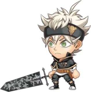 💪 Asta Black Clover anime, manga, chibi, sword, Asta, Black Clover, cartoon, character whatsapp sticker