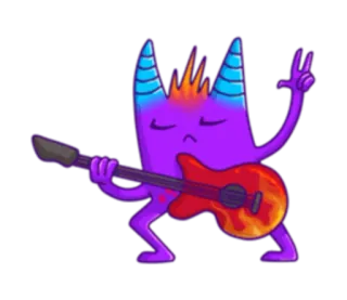 🎸 Monster, Rockmusik, Gitarre, Cartoon, Figur whatsapp sticker