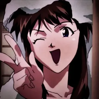 🎪 anime, girl, peace sign, winking, cartoon, cute telegram sticker