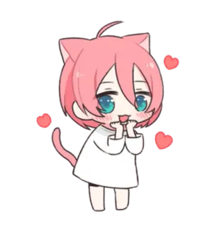 😍 Аниме, Кот, Кавай, Милый, Сердце telegram sticker