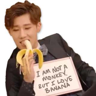 🙊 I AM NOT A MONKEY, BUT I LOVE BANANA 바나나, 음식, 인물 사진, 과일, 먹기 telegram sticker