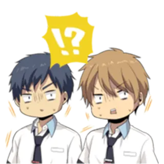 ⁉ !?
 anime, biểu cảm, câu hỏi, cảm thán, cảm xúc, bối rối, con trai, đồng phục học sinh telegram sticker