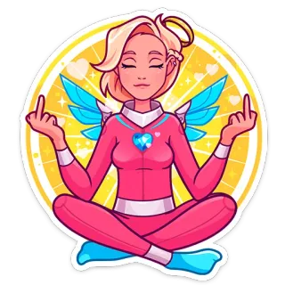 🧘‍♂️ ステッカー, 中指, 攻撃的, 漫画, イラスト, キャラクター telegram sticker