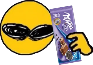 🍫 Milka Emoji, Óculos de sol, Milka, Chocolate, Comida, Doce whatsapp sticker