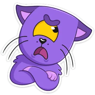 😐 kucing, kartun, lucu, hewan, ungu telegram sticker