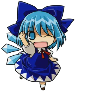 😉 Cirno อนิเมะ, โทโฮโปรเจกต์, นางฟ้า, จิบิ, ตัวละครวิดีโอเกม telegram sticker