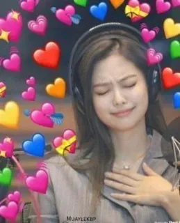 😳 Jennie Kim donna, cantante, cuore, amore, kpop, Blackpink, emoji telegram sticker