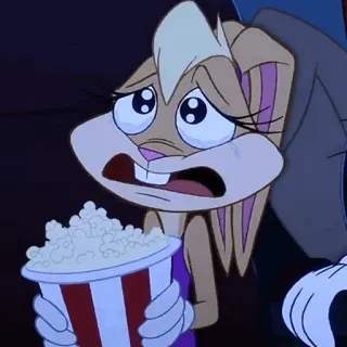 🥕 Lola Bunny Lola Bunny, Looney Tunes, triste, palomitas, dibujos animados telegram sticker
