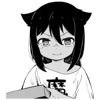😢 魔 Anime, Kocie uszy, Manga, Płacz, Diabeł, Japońska postać telegram sticker
