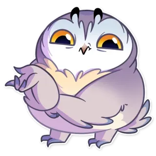 😕 猫头鹰, 鸟, 卡通, 动物, 可爱, 贴纸 telegram sticker