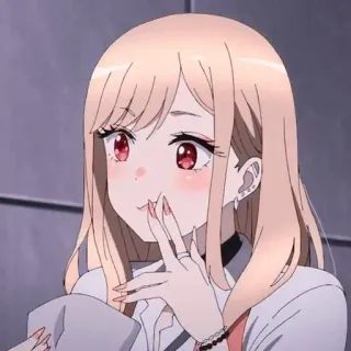 🤔 Marin Kitagawa My Dress-Up Darling Anime, ragazza, bionda, occhi rossi, carina, Marin Kitagawa, My Dress-Up Darling telegram sticker