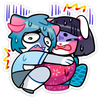😨 kreskówka, przestraszony, lęk, zmartwienie, emocjonalny, kawaii telegram sticker