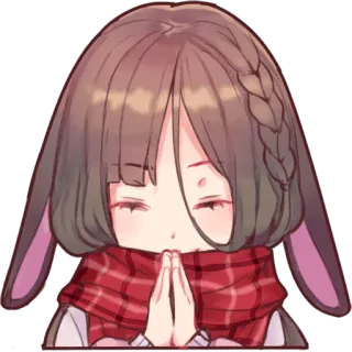 🙇‍♀️ Аниме, Мультфильм, Девушка, Шарф, Милый, Умоляющий whatsapp sticker