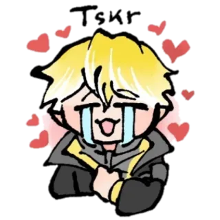 ❤️ Tickle lindo, anime, corazones, cosquillas, llorando, feliz telegram sticker