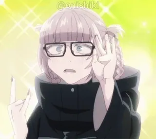 🤓 @onishiki 动漫, 女性, 眼镜, 角色, 卡通 whatsapp sticker