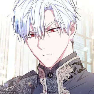 🖤 Anime, Manga, Cheveux blancs, Yeux rouges, Personnage, Beau, Homme, Illustration telegram sticker