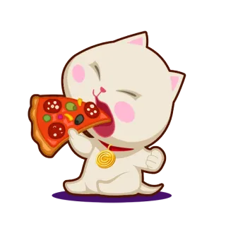 🍕 cat, pizza, eating, cartoon, animal, food, cute telegram sticker