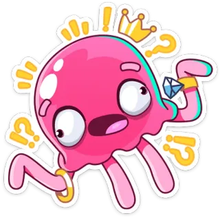 🤷‍♀️ cartoon, jellyfish, happy, question mark, cute telegram sticker