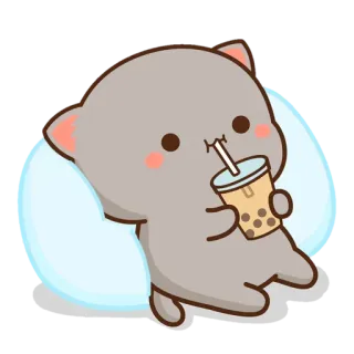 🧋 Katze, Tier, Bubble Tea, süß, Cartoon telegram sticker