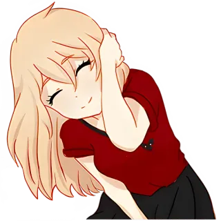 ☺ Аниме девушка, Милый, Мультфильм, Наклейка telegram sticker