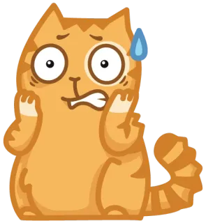 😥 cat, scared, frightened, worried, nervous, cartoon telegram sticker
