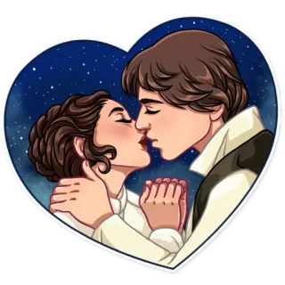 💏 Leia Organa Star Wars романтика, любовь, поцелуй, Звездные войны, Лея, Хан Соло telegram sticker