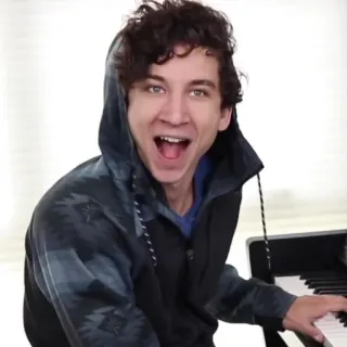 📢 person, piano, music, musician, hoodie, portrait telegram sticker
