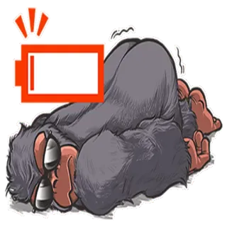 😴 Gorilla, Tier, Batterie, Schwache Batterie, Müde telegram sticker