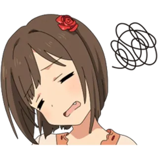 😖 Anime, Garota, Desenho animado, Triste, Rosa whatsapp sticker