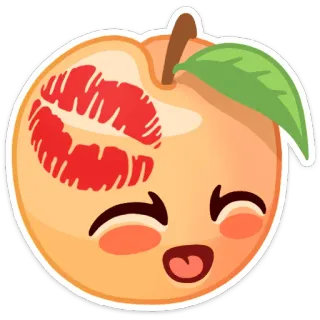 💋 peach, fruit, kiss, emoji, kawaii, cute telegram sticker