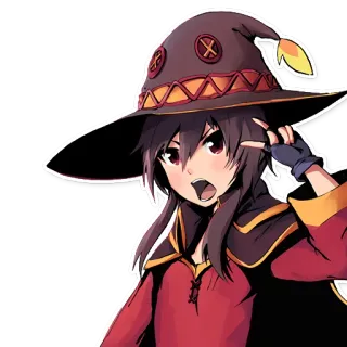 ✌ Megumin Konosuba Anime, Megumin, Konosuba, Zauberer, Explosionsmagie, Charakter, Mädchen, Hut telegram sticker
