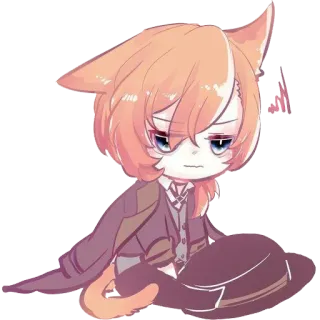 😾 Nakahara Chuuya Bungou Stray Dogs Anime, Katzenohren, Chibi, Fanart, Bungou Stray Dogs telegram sticker