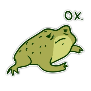 😫 OX. frog, toad, animal, amphibian, cartoon, funny, ox telegram sticker