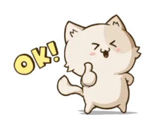 👍 OK! kot, ok, słodki, zwierzę, naklejka, kciuk w górę telegram sticker