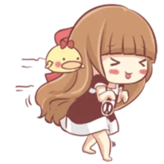 😏 Cartoon, Niedlich, Mädchen, Fröhlich, Sticker telegram sticker
