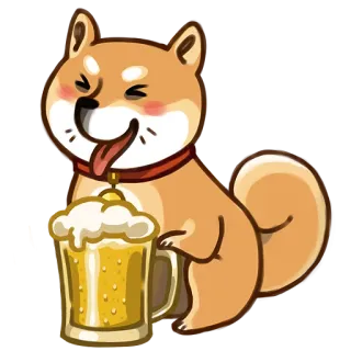 🍺 cane, birra, alcol, bevanda, divertimento, carino, shiba inu telegram sticker