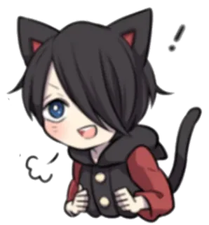 😀 Аниме, Кот, Каваий, Чиби, Милый, Манга, Мультфильм, Персонаж whatsapp sticker
